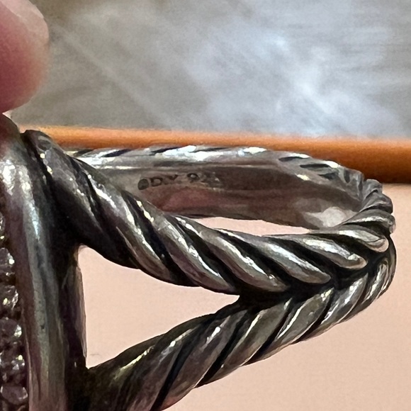 David Yurman Albion Ring in Sterling Silver with Prasiolite and Pavé Diamonds - Picture 4 of 9